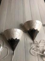 2 wandlampen van schelp en metaal, Huis en Inrichting, Lampen | Wandlampen, Ophalen of Verzenden, Zo goed als nieuw, Metaal, Oosters