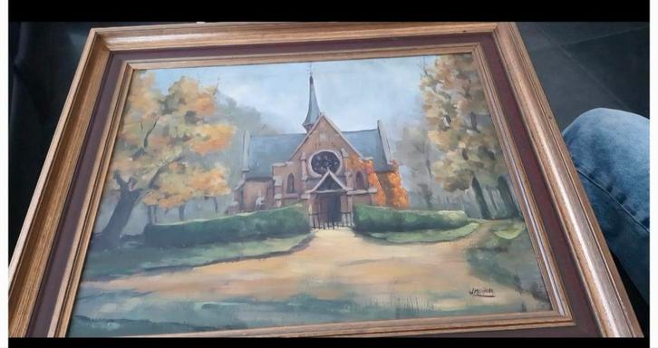 Schilderij "Kapel de Horst Schoten" van W.Mertens  olieverf., Antiek en Kunst, Kunst | Schilderijen | Klassiek, Ophalen