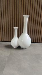 Witte duo-vaas – trompetvorm, 2 maten in één, Ophalen, ., Wit, Aardewerk of Porselein