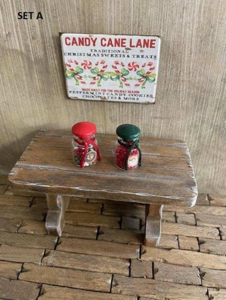 poppenhuis Potten Kerst snoep en reclame bord, Verzamelen, Poppenhuizen en Toebehoren, Nieuw, Poppenhuis, Ophalen of Verzenden