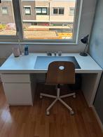 IKEA VÅGSBERG / SPORREN Bureaustoel hout & wit op wieltjes, Huis en Inrichting, Bureaustoelen, Ophalen, Zo goed als nieuw, Wit