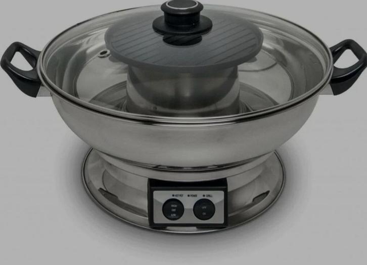 Elektrische fondue met grillplaat 3.8 liter - REMO Fonduepan, Witgoed en Apparatuur, Fonduesets, Nieuw, Fondueset, Elektrisch