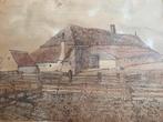 Texelse Boerderij Oud ingekleurde pentekening G Bruggen, Ophalen of Verzenden
