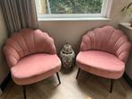 2 roze velvet stoelen - Vivienne van Karwei, Ophalen, Gebruikt, Minder dan 75 cm, Stof