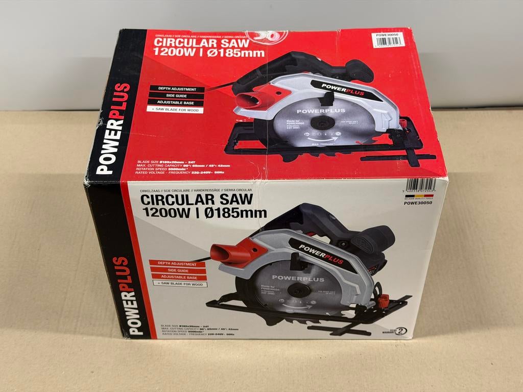 Nieuwe POWERPLUS POWE30050 cirkelzaag 1200W, Cirkelzaag, Nieuw, Ophalen of Verzenden, 30 tot 70 mm