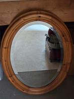 Facet geslepen, ovalen, spiegel met massief grenen rand., Huis en Inrichting, Woonaccessoires | Spiegels, Minder dan 100 cm, Rechthoekig