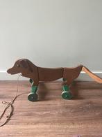 Antieke houten trekhond speelgoed, Antiek en Kunst, Ophalen of Verzenden