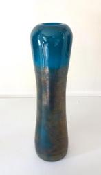 Glazen vaas turquoise metaalkleur goudglans 5101-g, Antiek en Kunst, Ophalen of Verzenden