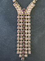 Strass ketting rose bordeaux rood strass steentjes, Overige materialen, Met strass, Ophalen of Verzenden, Zo goed als nieuw