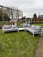 Nette witte tuinset met grijze kussens, Ophalen, 5 zitplaatsen, Kunststof, Gebruikt