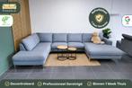 Grote U Bank Hoekbank Blauw Grijs Inhouse [Refurbished], -, -, Hoekbank, 300 cm of meer
