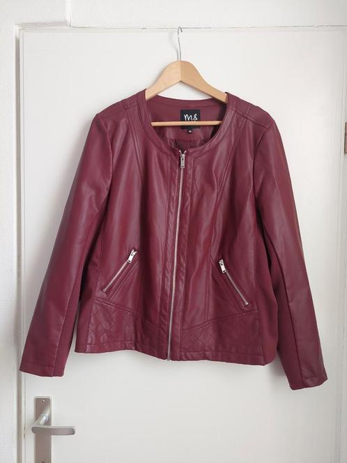 Prachtig faux fur leren jasje bordeaux rood MS 46, Kleding | Dames, Jasjes, Kostuums en Pakken, Zo goed als nieuw, Jasje, Maat 42/44 (L)
