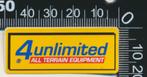 Sticker: 4 Unlimited - All terrain equipment, Ophalen of Verzenden, Zo goed als nieuw, Bedrijf of Vereniging