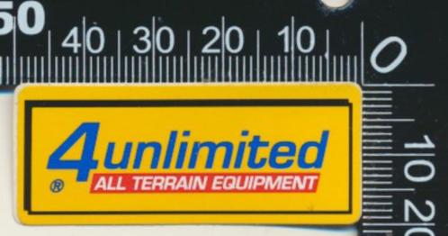 Sticker: 4 Unlimited - All terrain equipment, Verzamelen, Stickers, Zo goed als nieuw, Bedrijf of Vereniging, Ophalen of Verzenden