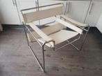 Vintage design Breuer B3 Wassily buisframe stoel wit leer, Huis en Inrichting, Vintage Bauhaus design, Minder dan 75 cm, Gebruikt