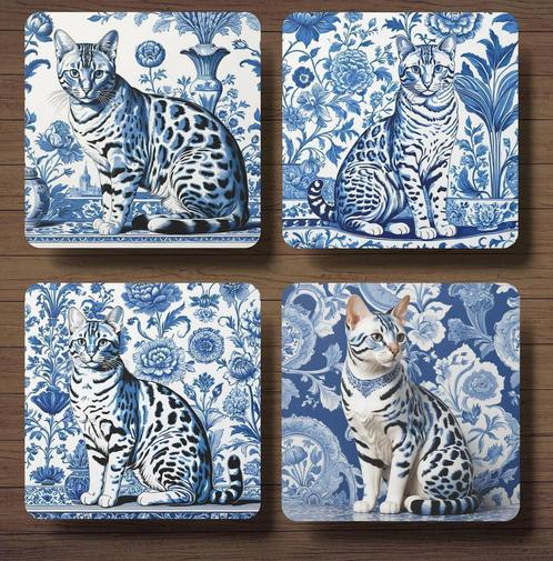 Bengaal Delfts Blauw onderzetters met houder, Huis en Inrichting, Woonaccessoires | Onderzetters, Nieuw, Glas of Kopje, Ophalen of Verzenden