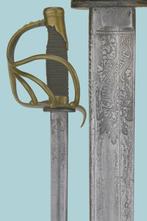 Pruisische degen met damaststalen kling (sabel, zwaard), Verzamelen, Duitsland, Ophalen of Verzenden, Zwaard of Sabel, Landmacht