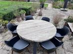 Tuinset met 6 stoelen + kussentjes, Ophalen, 6 zitplaatsen, Teakhout, Zo goed als nieuw