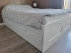 IKEA bed (BRIMNES) met lattenbodem., Huis en Inrichting, Ophalen, Gebruikt, Wit, Tweepersoons