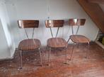Vintage Retro Stapelstoelen 6x Jaren 70 / 80, Huis en Inrichting, Stoelen, Ophalen, Gebruikt, Bruin, Metaal