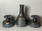 Vintage Deens Keramiek Vaas & Kandelaren Set, Antiek en Kunst, Ophalen of Verzenden