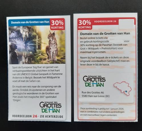 Domein van de Grotten van Han 30% korting, Tickets en Kaartjes, Kortingen en Cadeaubonnen