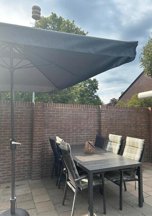Complete tuinset 6 personen met parasol, Tuin en Terras, Tuinsets en Loungesets, Gebruikt, Ophalen