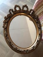 Antieke spiegel met strik hout retro vintage, Antiek en Kunst, 50 tot 100 cm, 100 tot 150 cm, Ophalen of Verzenden, Ovaal