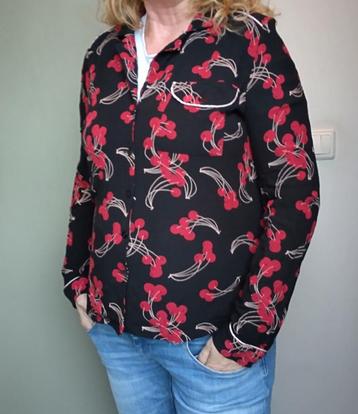 King Louie blouse "Cherry" zwart/rood (maat 42) beschikbaar voor biedingen