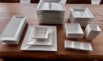 42-delig wit porselein vierkant servies, Huis en Inrichting, Keuken | Servies, Ophalen, Gebruikt, Effen, Porselein