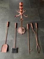 bronskleurige open haardset, Ophalen, Gebruikt, Vrijstaande haard, Houthaard