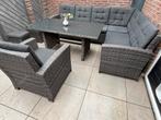 Loungeset diningset tuinset wicker antraciet, Ophalen, Meer dan 8 zitplaatsen, Zo goed als nieuw, Eettafel