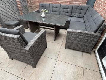 Loungeset diningset tuinset wicker antraciet beschikbaar voor biedingen