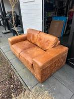 Cognac bruine leren tweezitsbank, Ophalen, Gebruikt, 150 tot 200 cm, Tweepersoons