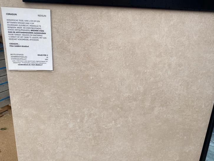 cerasun Pisa Sabbia 60x60x4 21.24m2*, Tuin en Terras, Tegels en Klinkers, Nieuw, Terrastegels, Keramiek, 10 m² of meer, Ophalen