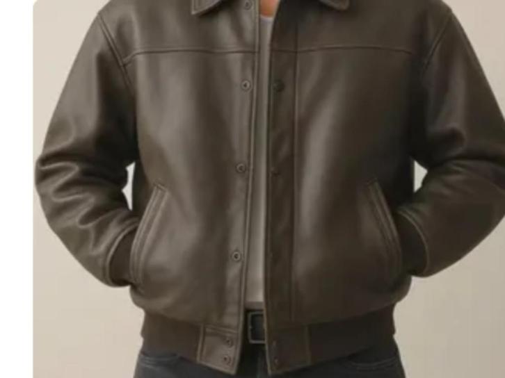 leren heren jas, Kleding | Heren, Jassen | Winter, Nieuw, Maat 48/50 (M), Bruin, Verzenden