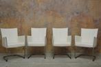 ZGANieuw 4 witte leren Bert Plantagie Jones design stoelen, Wit, Design, Ophalen of Verzenden, Metaal