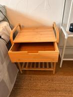 Bamboo Bedside Table with Drawer and Shelf – Wood Look, Huis en Inrichting, Slaapkamer | Nachtkastjes, Ophalen, Gebruikt, Minder dan 45 cm