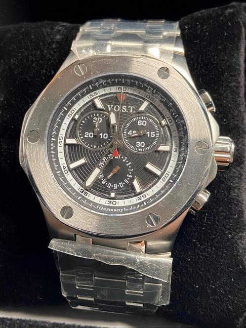 V.O.S.T. Herenhorloge chronograaf Germany, Sieraden, Tassen en Uiterlijk, Sporthorloges, Nieuw, Android, Zwart, Waterdicht, Ophalen of Verzenden