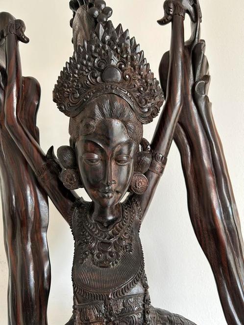 Uniek, groot (119 cm) ebbenhouten beeld van een danseres, Antiek en Kunst, Kunst | Beelden en Houtsnijwerken, Ophalen