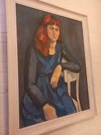 Schilderij Annemarie de Groot - vrouw met blauwe jurk, Ophalen