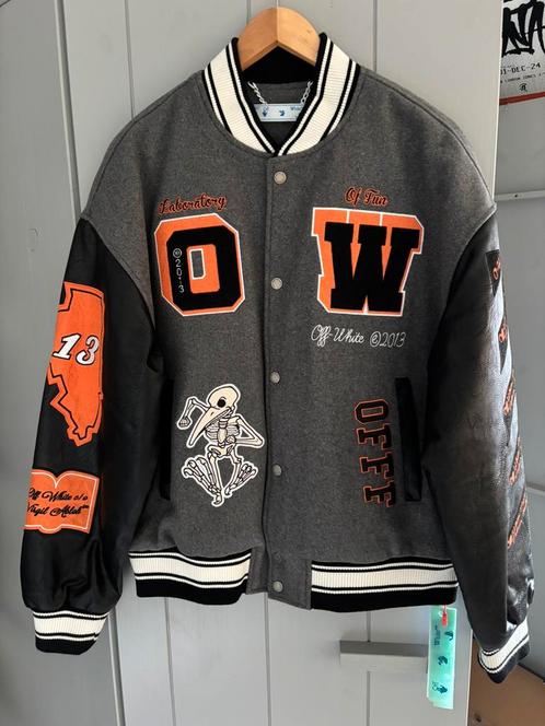 Off-white varsity jacket size L, Kleding | Heren, Jassen | Zomer, Nieuw, Maat 52/54 (L), Zwart, Ophalen of Verzenden