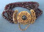 Antieke armband met granaat steen en 14 karaat slot, Sieraden, Tassen en Uiterlijk, Antieke sieraden, Ophalen of Verzenden, Overige materialen