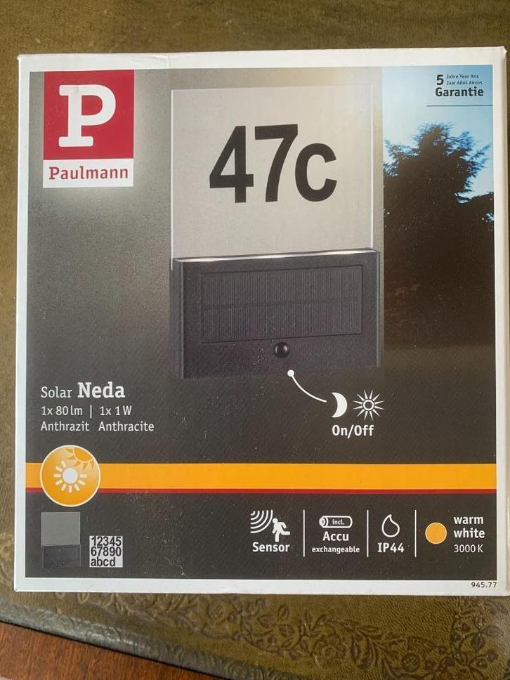 Solar LED-huisnummerverlichting Bewegingsmelder, Huis en Inrichting, Lampen | Wandlampen, Nieuw, Kunststof, Ophalen of Verzenden