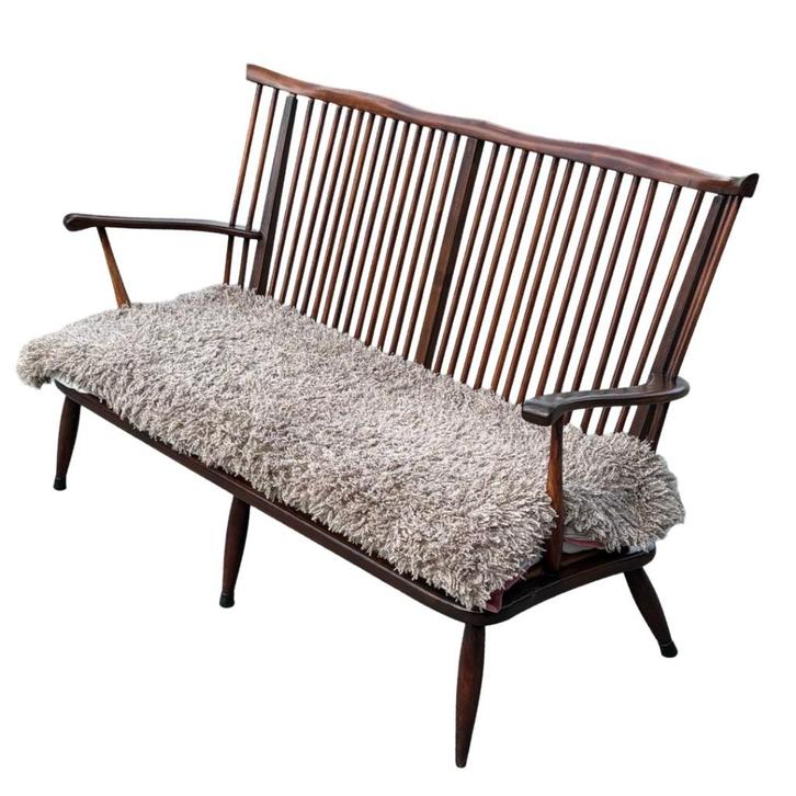 Vintage houten bankje jaren 60 hout design sofa retro, Huis en Inrichting, Banken | Sofa's en Chaises Longues, Zo goed als nieuw