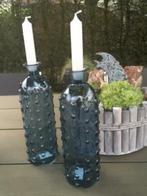 Vaas of kandelaar Bubble bottle Blue Nieuw!, Blauw, Nieuw, Ophalen of Verzenden, Glas