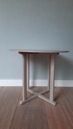 Vintage tafeltje, rond bijzettafeltje, sidetable, kaki kleur, Gebruikt, Vintage, Ophalen of Verzenden, Nvt