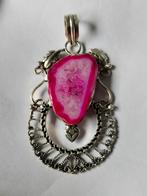 Zilveren hanger met druzy agaat, Overige voorstellingen, Verzenden, Nieuw, Roze