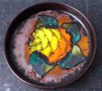 Ruscha schaaltje vintage bordje bloemdecor West-Germany, Gebruikt, Porselein of Keramiek, Schaal, Rond