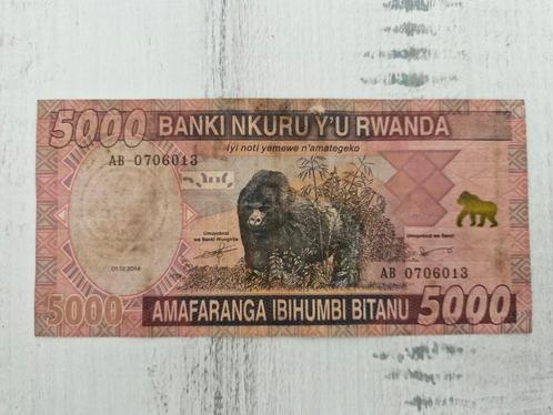 Rwanda 5000 francs 2014, Postzegels en Munten, Bankbiljetten | Afrika, Overige landen, Ophalen of Verzenden